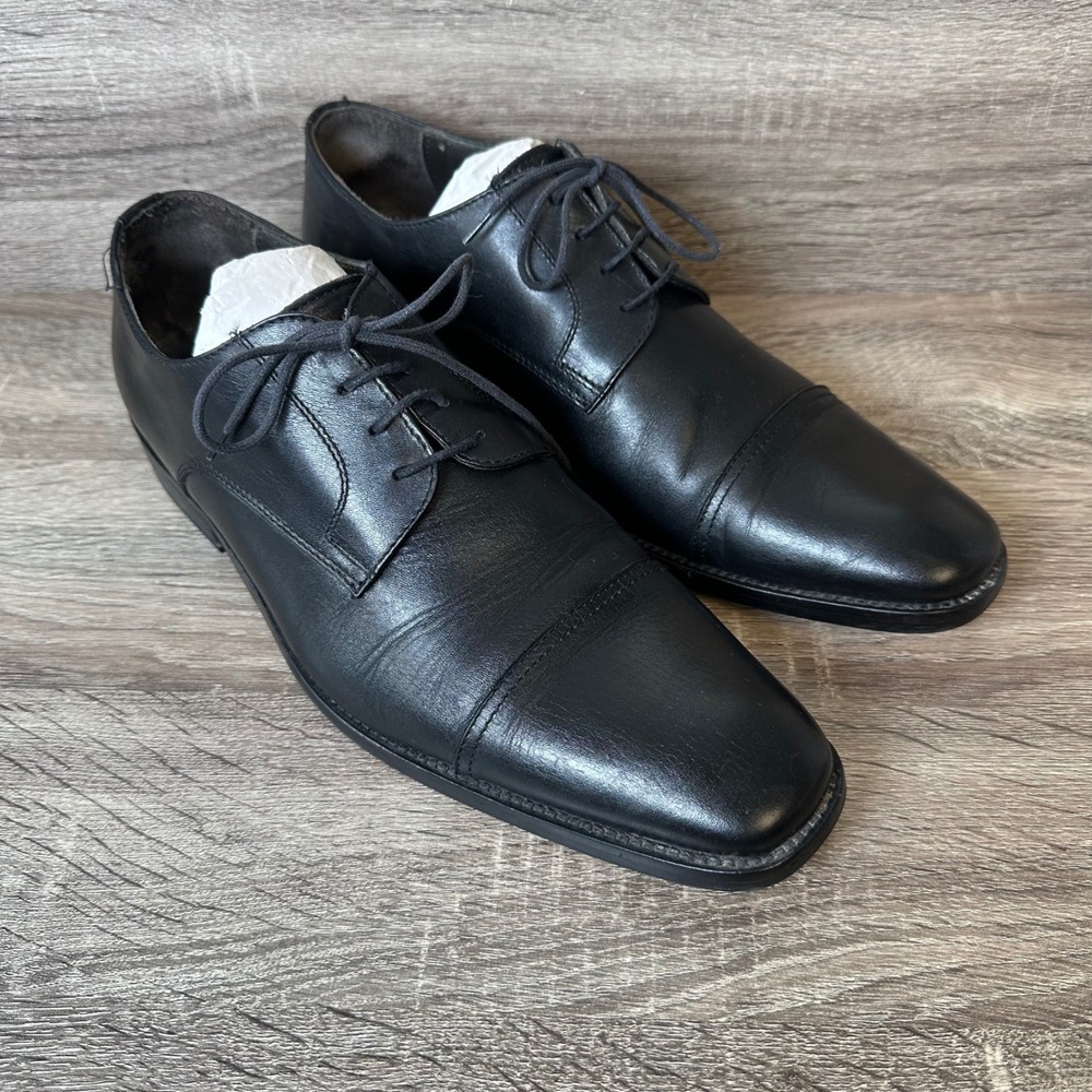 To Boot New York Adam Derrick Mens Black Leather Cap Toe Derby Dress Shoes Italy